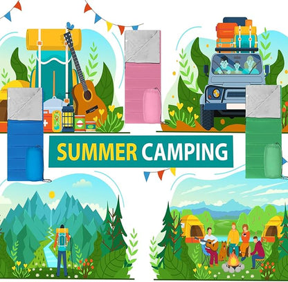 Macarrie 3 Pcs 0 Degree Camping Sleeping Bags Bulk for Adults Kids, Warm Weather Youth Sleeping Bags for Boys Girls Ages 8-12, Portable Compact with Compression Sack for Hiking Backpacking Outdoor