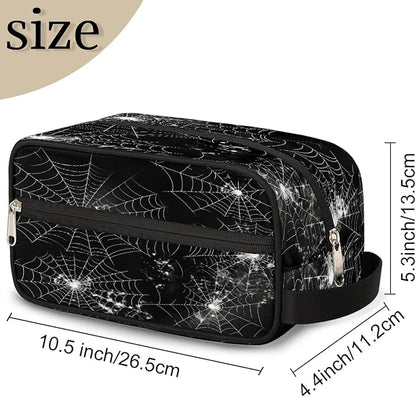 Spiders Web Hanging Toiletry Bag,Travel Hygiene Kits,Waterproof Makeup Carry-on Bags,Cosmetic Bag,Approved Shave Dopp Kit for Toiletries Shower Bathroom Halloween Accessories Gifts Black