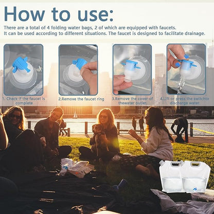 Collapsible Water Jug Container Outdoor Folding Water Bag for Camping, Hiking, and Emergency Preparedness Portable Leakproof Water Reservoir with Spout and Collapsible Design (1.3 Gal)