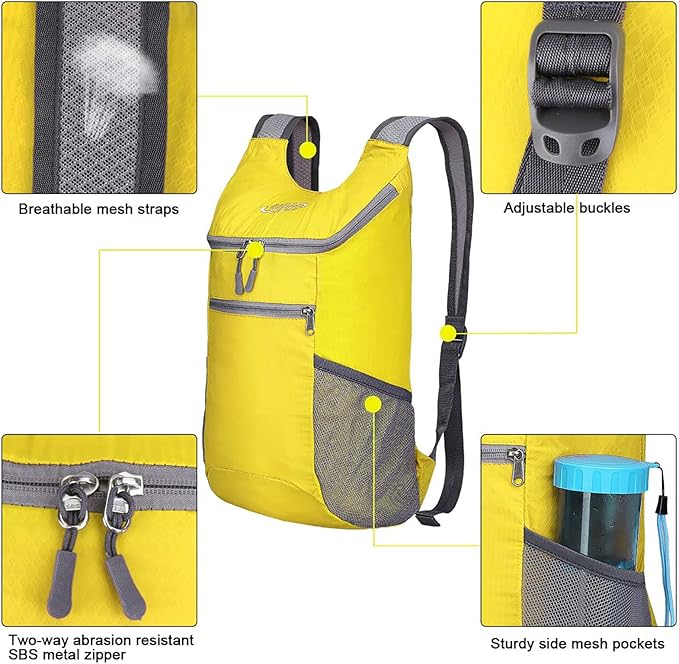 G4Free Lightweight Packable Hiking Backpack for Men Women Small Hiking Daypacks Foldable Shoulder Pack Casual Outdoor Bag 11L