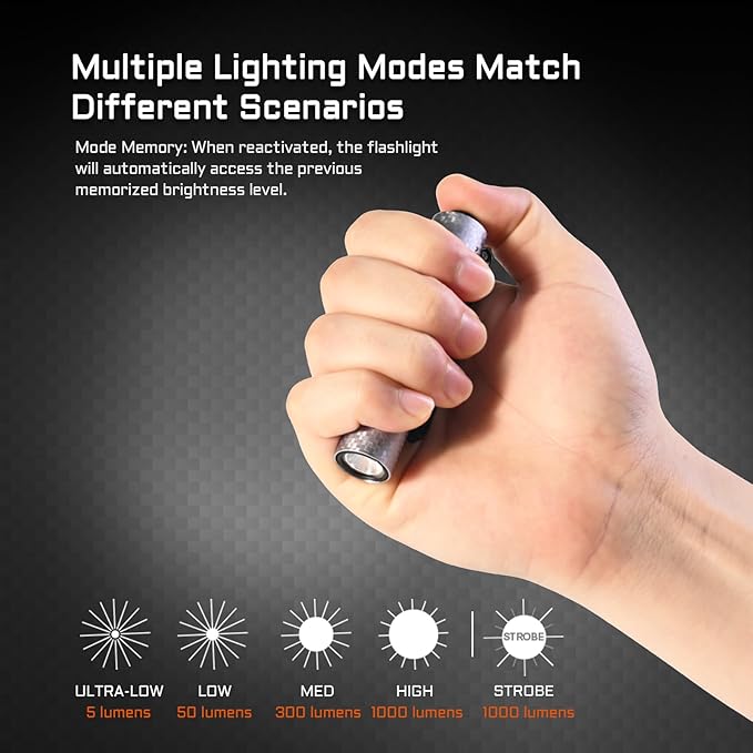 ACEBEAM Rider RX 1000 High Lumens EDC AA Flashlight Rechargeable, Pocket LED Flashlight with Clip, Super Bright Mini Flash Light, Small Powerful Flashlight for Camping, Emergency, Home