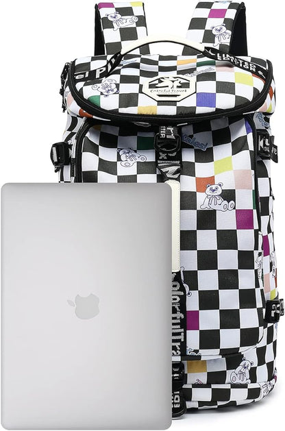 Gym Duffle Bag Backpack 4-Way Waterproof with Shoes Compartment for travel Sport Hiking laptop (Checkerboard) XL