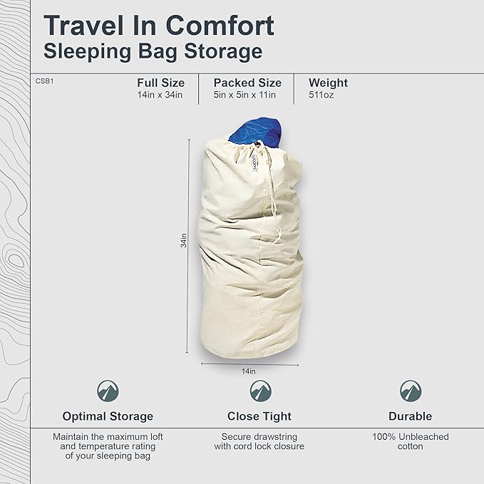 Cocoon - Premium - Sleeping Bag Storage Sack Cotton - Natural - One Size