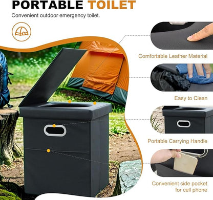 Portable Toilet For Adults,XL Camping Toilet Portable Potty for Adult, Foldable Portable Toilet for Camping Car Boat Hiking Beach RV