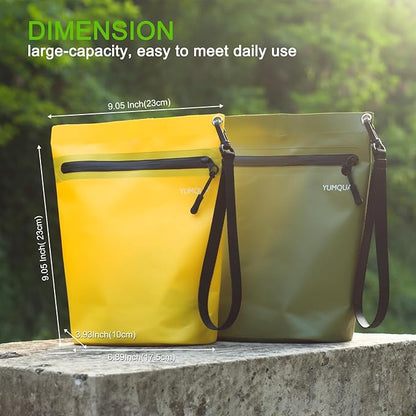 Water-resistant Zipper Pouch 2 Pack, Multi-Purpose Storage Bag Gear Bag for Outdoor Travel Beach Pool Fishing Dirty Clothes Wet Swimsuits (Yellow02)