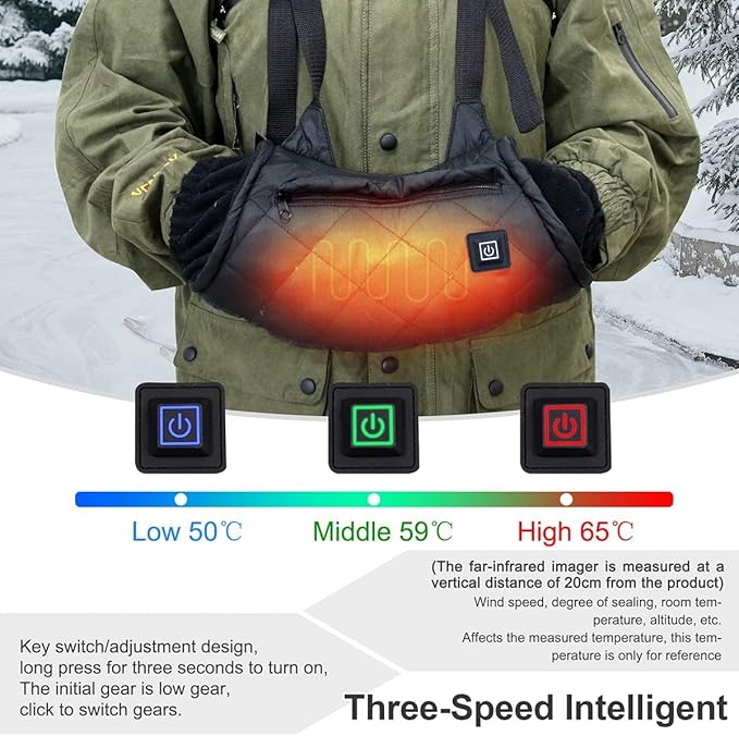 Heated Hand Muff, Portable USB Heating Hand Warmer Pouch for Winter Outdoor Hunting Camping Sport Golf Hike Football, Heated Waist Pouch with 3 Heating Levels (Black-1)