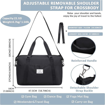 Gym bag for Women, Travel Duffel Bags with Trolley Sleeve, Weekender Overnight Bag, Carry on Tote Bag Dance Bag
