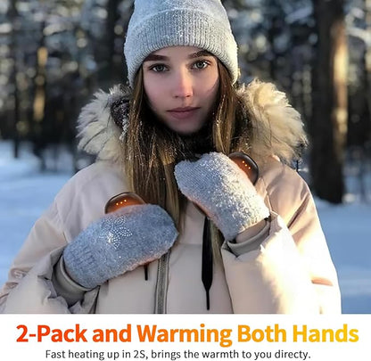 Hand Warmers Rechargeable 2 Pack, Electric Hand Warmer Reusable 4000mAh USB Portable Pocket Warmer, 10 Hrs Lasting Hand Heater for Camping Hiking Hunting Golf Ideal Warm Gift for Women Men