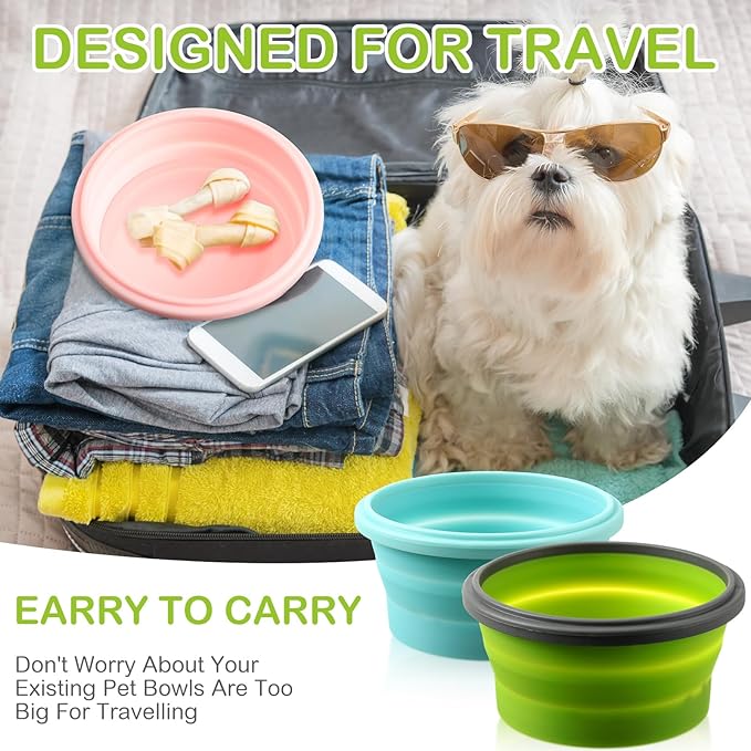 4 Pcs Camping Bowl with Lid Collapsible Silicone Bowl Lunch Box Salad Bowl Expandable Food Storage Container Set Folding Travel Bowl for Hiking Heat (Red, Pink, Blue, Green,17 oz)