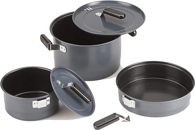 Coleman 6-Piece Steel Family Camping Cookware Set, Includes Frying Pan, Sauce Pan, & Stock Pot, Great for Camping, Tailgating, RVs, & Outdoor Cooking