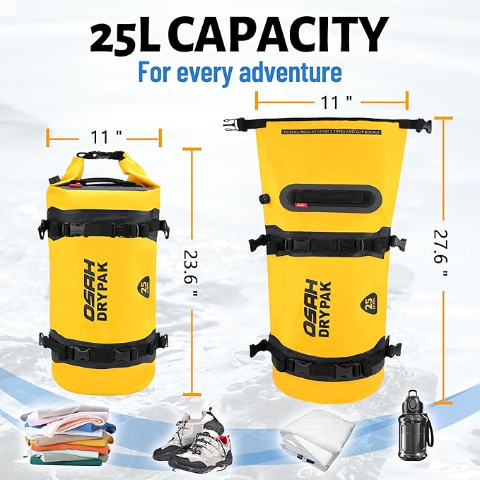 Waterproof Dry Bag - Motorcycle Luggage Tail Bag with Straps for Back Seat, Roll Top Lightweight Waterproof Backpack Sack for Travel, Swimming, Boating, Kayaking, Camping and Beach