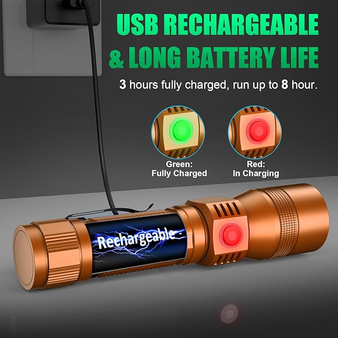 Black Light Flashlight, 3 in-1 Rechargeable Flashlights, UV Light Magnetic LED Flashlight High Lumens, 7 Mode Camping Waterproof Flashlight for Pet Urine Detection (1pack Brown)