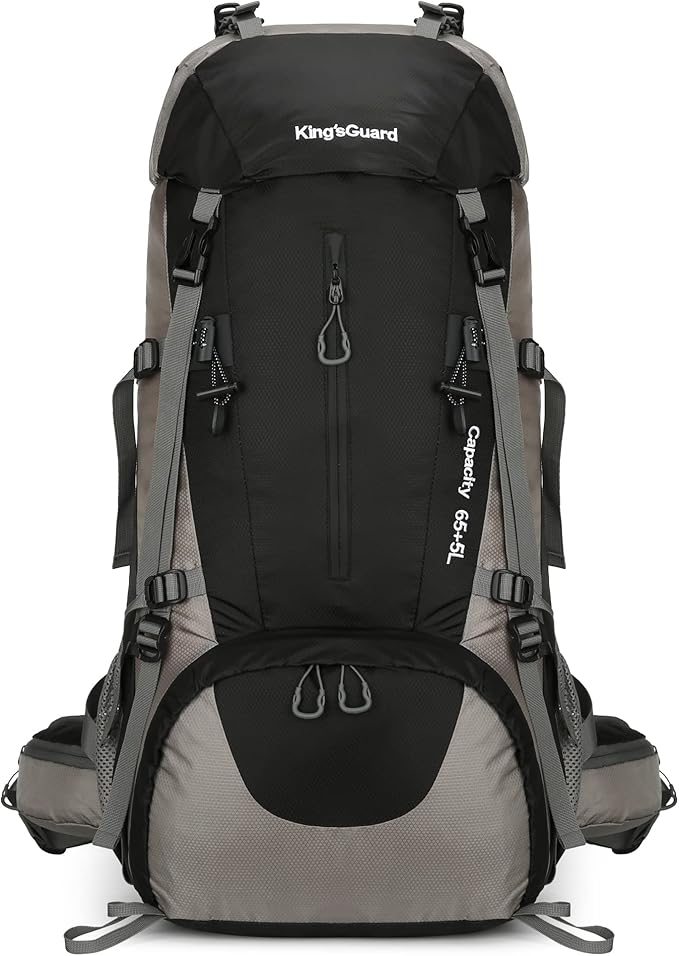 70L Camping Hiking Backpack with Rain Cover Waterproof Backpacking Backpack for Hiking Treeking Climbing Outdoor (Black)