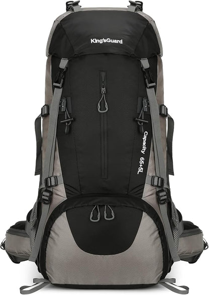 70L Camping Hiking Backpack with Rain Cover Waterproof Backpacking Backpack for Hiking Treeking Climbing Outdoor (Black)