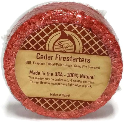 Midwest Hearth Cedar Fire Starters - BBQ, Fireplaces, Stoves, Outdoor, Camp Fire, Survival - 8 Pack (Up to 32 Fires)