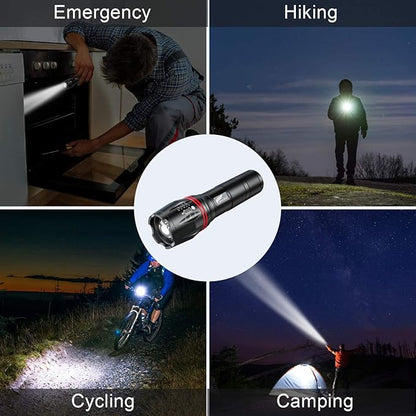 HAUSBELL LED A100 Flashlight Bright, Zoomable Tactical Flashlights Flash Light with 2000 High Lumens and Five Modes for Emergency and Outdoor Use Camping Accessories, 2 Pack
