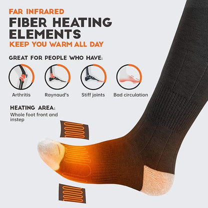 VELAZZIO Heated Socks for Men Women, Remote Control 4000mAh 3.7V Rechargeable Electric Heated Socks with 3 Heat Settings for Winter Sports