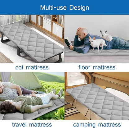 Cot Mattress Pad (Improved Thickness) Quilted Cot Pads for Camping, Sleeping Mattress Topper 30" X 75" for Camp/Rv Bunk/Narrow Twin Beds