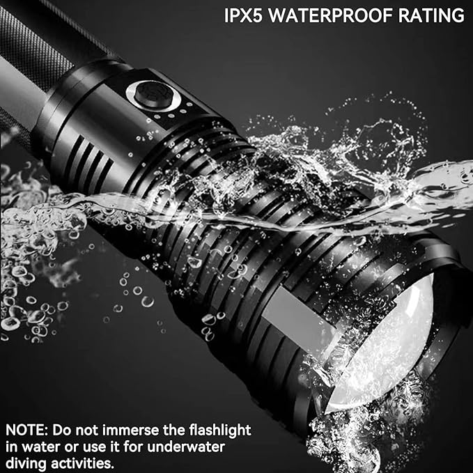 Flashlights LED High Lumens Rechargeable, 90000 Lumens Super Bright Flashlight, High Powered Flash Light, Powerful Handheld Tactical Flashlights for Emergency Camping Hiking Walking Dogs