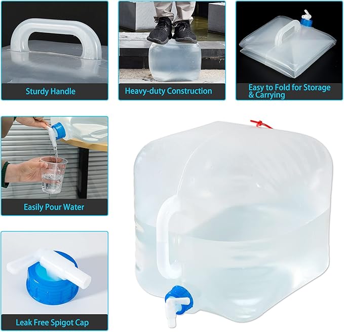 CINPIUK 5 Gallon Collapsible Water Container with Spigot, Camping Water Jug, Outdoor Water Storage Cube Portable Water for Hiking, Fishing, Emergency