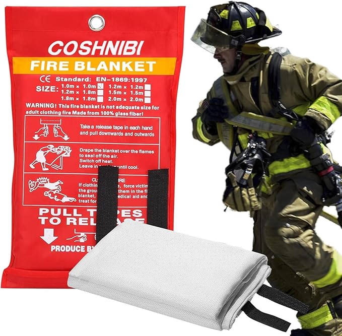 COSHNIBI Fire Blanket Emergency Fire Blanket for Home & Kitchen High Heat Resistant Fire Suppression Blankets Fiberglass Fire Blanket （1 pack）