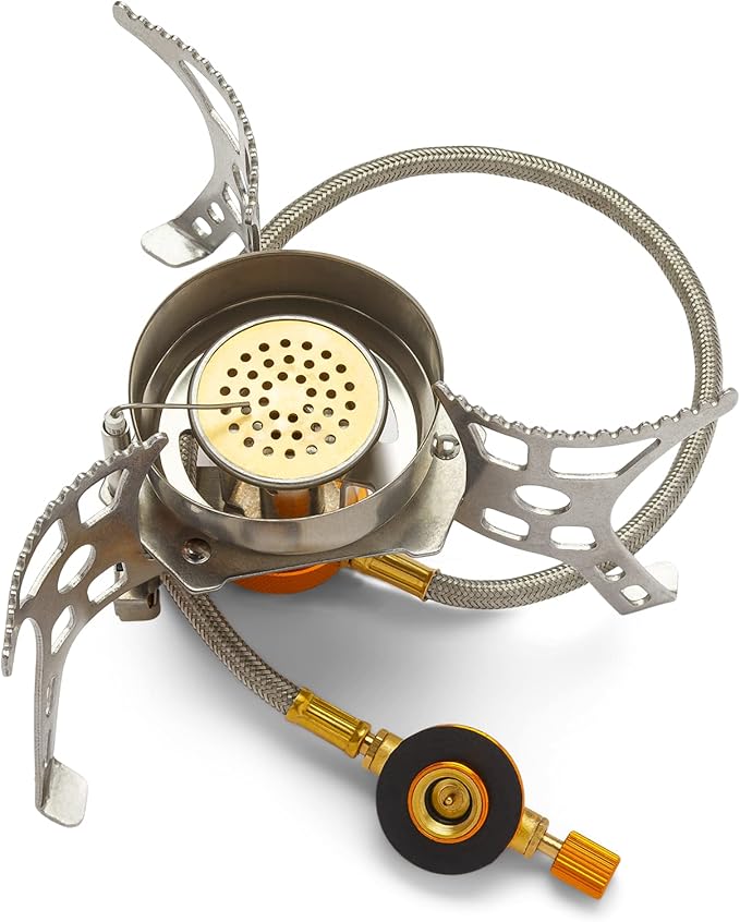 Backpacking Stove with Built-in Ignition System, Compatible with 3 Types of Camping Stove Fuel