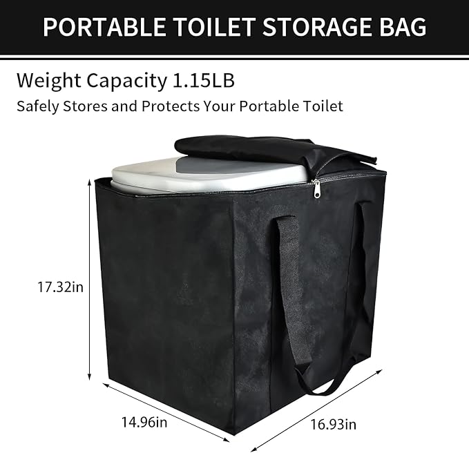 Mupera Portable Toilet Storage Bag - Durable Carrying Bag for RV Travel Potty 5.3 Gallon, Camping Toilet Storage Bag Double Layer with Lining, Bag for Portable Toilet Protector and Easy Transport