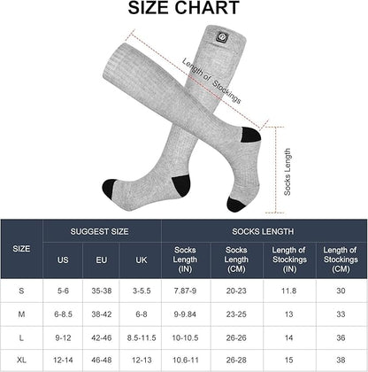 Heated Socks, Battery Rechargeable Electric Heating Socks, Thermal Warm Socks for Men Women Hiking Camping Winter Footwarmers
