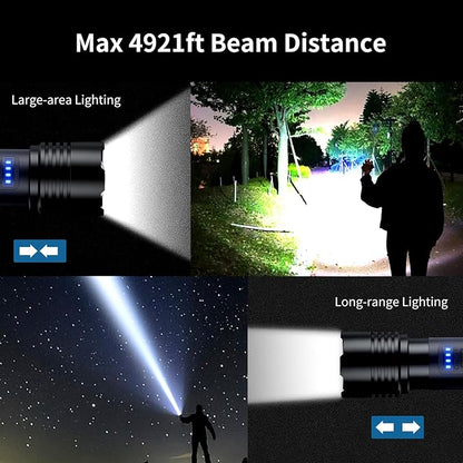 Flashlight High lumens Rechargeable 2 Pack, 900000 Lumens Super Bright Flashlight, IPX7 Waterproof, Tactical Flashlights High lumens, Powerful Flashlights for Camping Home Emergencies