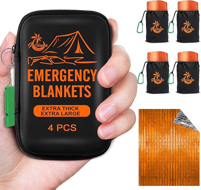 Emergency Blankets for Survival, 2-Pack/4-Pack Space Blankets, Gigantic & Extremely Thick Survival Blanket, Suitable for Outdoor Survival, Camping, and Hiking