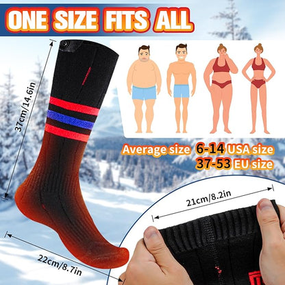 BIBURY Heated Socks for Men Women, Thermostatic Control Battery Powered Heating Socks Up to 8 H, 5000mAh Rechargeable Washable Electric Socks for Outdoor Winter Sports Camping, Skiing, Riding,Hunting