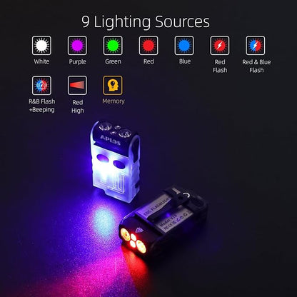 APLOS V20 Small Powerful EDC Flashlight with Multi-Color COB Light, 1000LM USB C Rechargeable IP67 Mini Keychain Flash Light with 180° Head Rotary, Two-Way Clip, Magnet, Camping Light Shade (White)