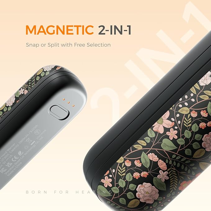 OCOOPA 2 in 1 Magnetic Rechargeable Hand Warmers, UT2s Mini Electric Handwarmers 2 Pack, Split USB-C, Reusable Portable Pocket Heater, Raynauds, Golf, Tech Gifts for Women Men