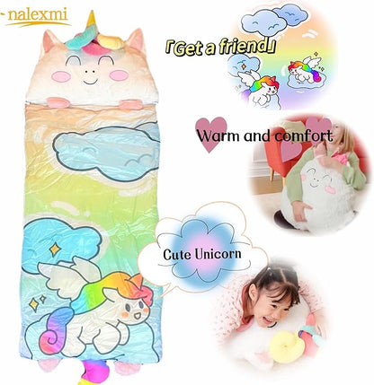 Happy Kids Sleeping Bag, Animal Bags, Sleepy Sack, Comfy, Cozy, Compact, Sleeping Bag with Pillow, Soft Pillow, Nap Mat, Wram Plush with Cotton, Slumber Bag