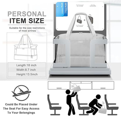 ETRONIK Gym Bag for Women, Travel Duffel Bag with USB Charging Port, Weekender Overnight Bag with Wet Pocket and Shoes Compartment for Women, Travel, Gym, Yoga (Grey)