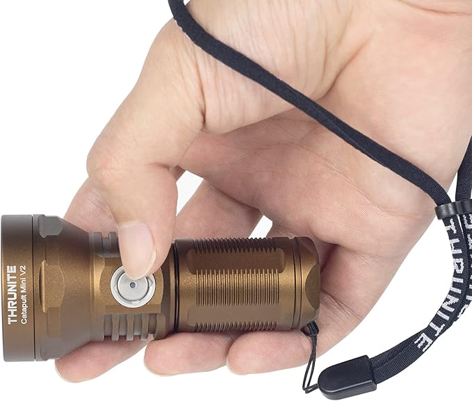 ThruNite Catapult Mini V2 LED Flashlight, High 1108 Lumens, 515 Meters Long Throw Rechargeable for Outdoor Search, EDC Use - Desert Tan Cool White