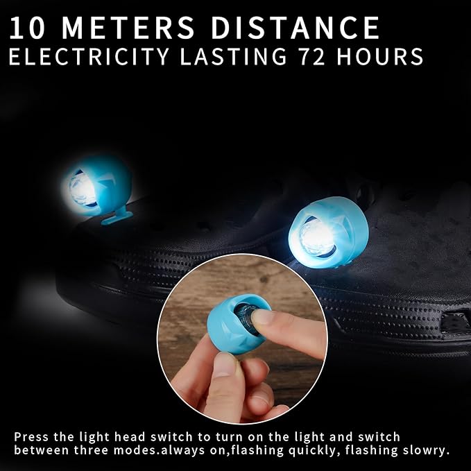 Rechargeable LED Clogs Shoes Light 2 Pcs,for Headlights for Croc 72 Hours in The Dark,for Dog Walking,Handy Camping,Night Running Gifts(Rechargeable Blue)