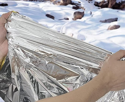 GALAXYLENSE Emergency Mylar Thermal Blanket for Survival First Aid Kits Army Outdoors Hiking Camping Bug Out Trauma Desert All Weather Condition Protection (100 Packs Gold)