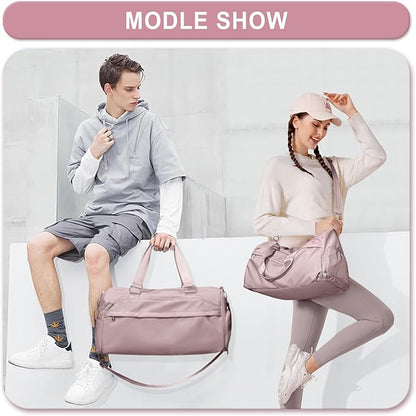 Gym Bag for Women Men, Sport Duffle Bag with Shoe Compartment, Waterproof Travel Shoulder Bag, Carry on Tote Bag for Workout, Yoga, Swimming