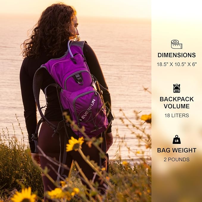 Everfun Hydration Backpack 18L with Water Bladder 2L/3L Hiking Water Backpack Women Men Lightweight Insulation Hydration Day Rucksack for Hiking, Cycling, Running, Festival, Camping