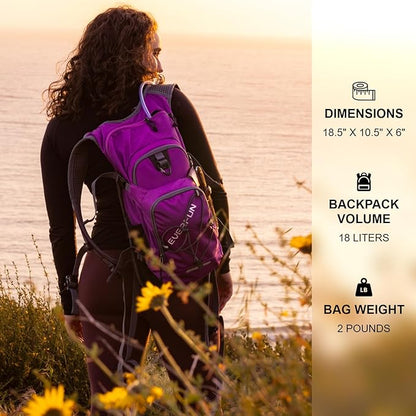 Everfun Hydration Backpack 18L with Water Bladder 2L/3L Hiking Water Backpack Women Men Lightweight Insulation Hydration Day Rucksack for Hiking, Cycling, Running, Festival, Camping
