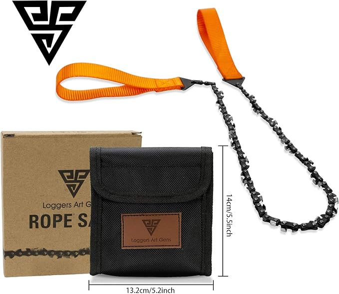 24"-31"Two-sided Teeth Pocket Chain Saw & FREE Fire Starter,3X Faster with Cutting Blade ON Every Link,Best Compact Folding Hand Saw Tool for Survival Gear,Camping,Hunting