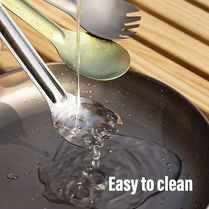 TiTo Titanium Long Handle Spork and Spoon Eco-Friendly Ultralight Portabale Flatware for Outdoor Camping Backpacking Hiking Travel Picnic Tableware with Bag(2pcs Colorful)