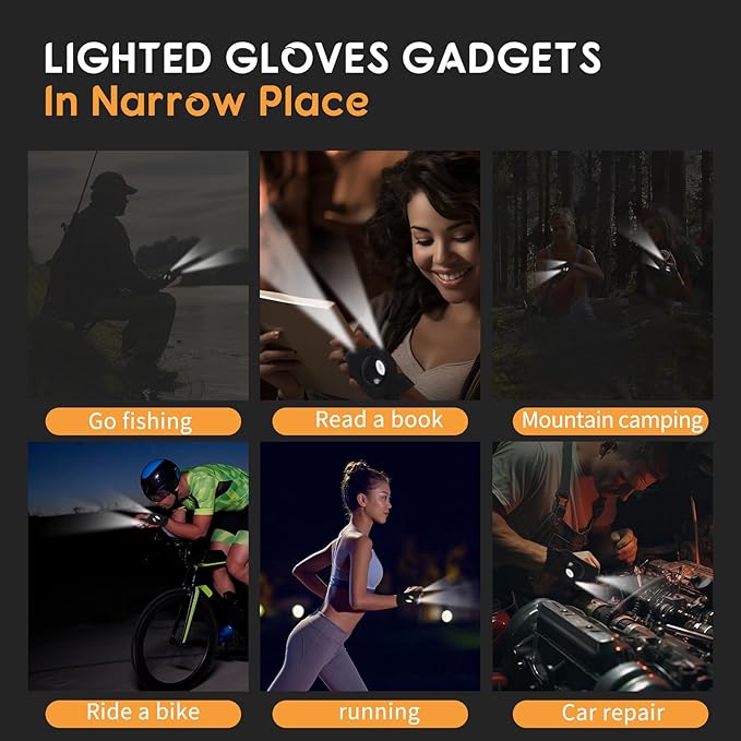 LED Flashlight Gloves, Day Gifts for Man Boyfriend Husband Dad, Unique Man Gifts, Cool Gadget for Repairing Cars, Survival Camping Hiking Rescue Tool LED Gloves Flashlight