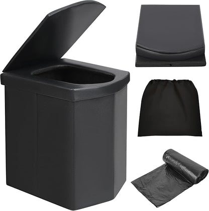 Portable Toilet for Camping, Outdoor Portable Potty For Adults with Lid & Garbage Bags, Large Foldable Travel Toilet, Lightweight Camping Toilet Bucket Toilet for Car/Boat/Beach/Hiking/Long Trip
