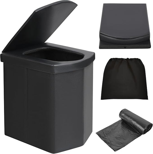 Portable Toilet for Camping, Outdoor Portable Potty For Adults with Lid & Garbage Bags, Large Foldable Travel Toilet, Lightweight Camping Toilet Bucket Toilet for Car/Boat/Beach/Hiking/Long Trip