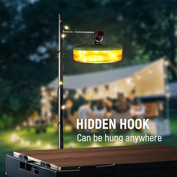 Camping String Lights, Outdoor Atmosphere Lights, 8 Lighting Modes (26 feet), Long Battery Life, Durable Waterproof, USB Charging, Suitable for Camping, Parties, potlucks, etc(Black)