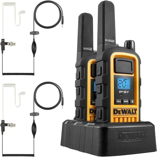 DEWALT DXFRS800 2 Watt Heavy Duty Walkie Talkies - Waterproof, Shock Resistant, Long Range & Rechargeable Two-Way Radio with VOX