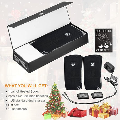 Heated Socks, Battery Rechargeable Electric Heating Socks, Thermal Warm Socks for Men Women Hiking Camping Winter Footwarmers