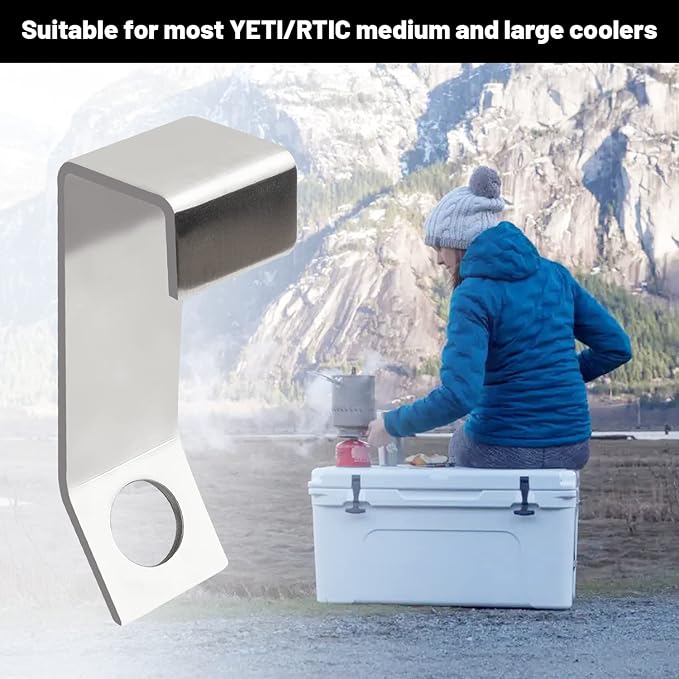 Cooler Lock Bracket, 2 Pack, Compatible with Yeti/RTIC Coolers, Tie Down Kit Made of Premium Stainless Steel
